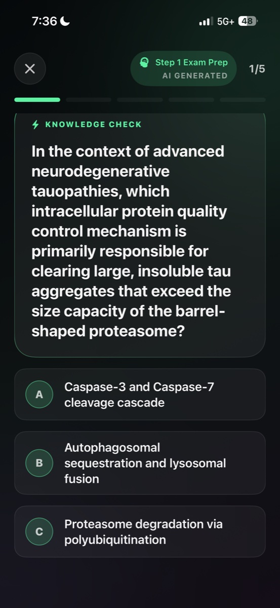 A Premium biology quiz with a multiple-choice question and three answers